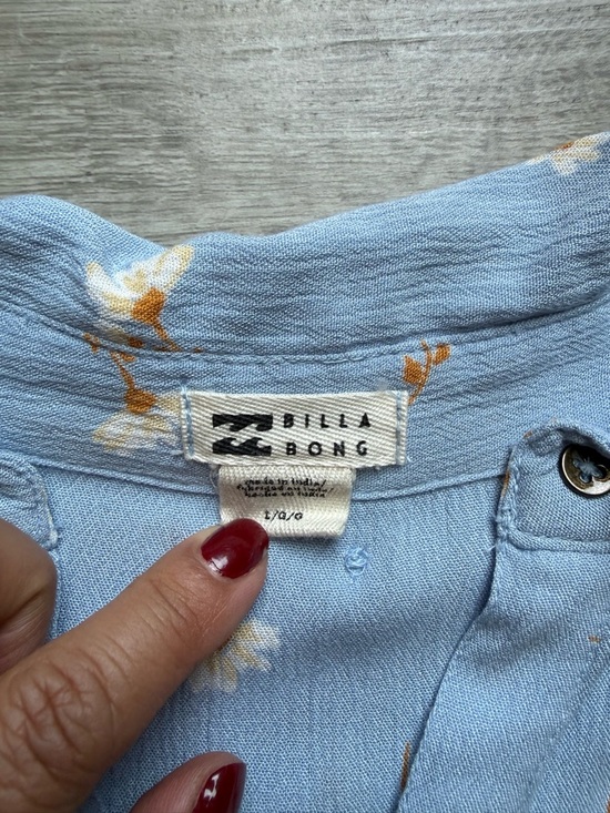 Billabong Lovely Waves Button Front Floral Belted Midi Dress Size L Dainty - Picture 5 of 13